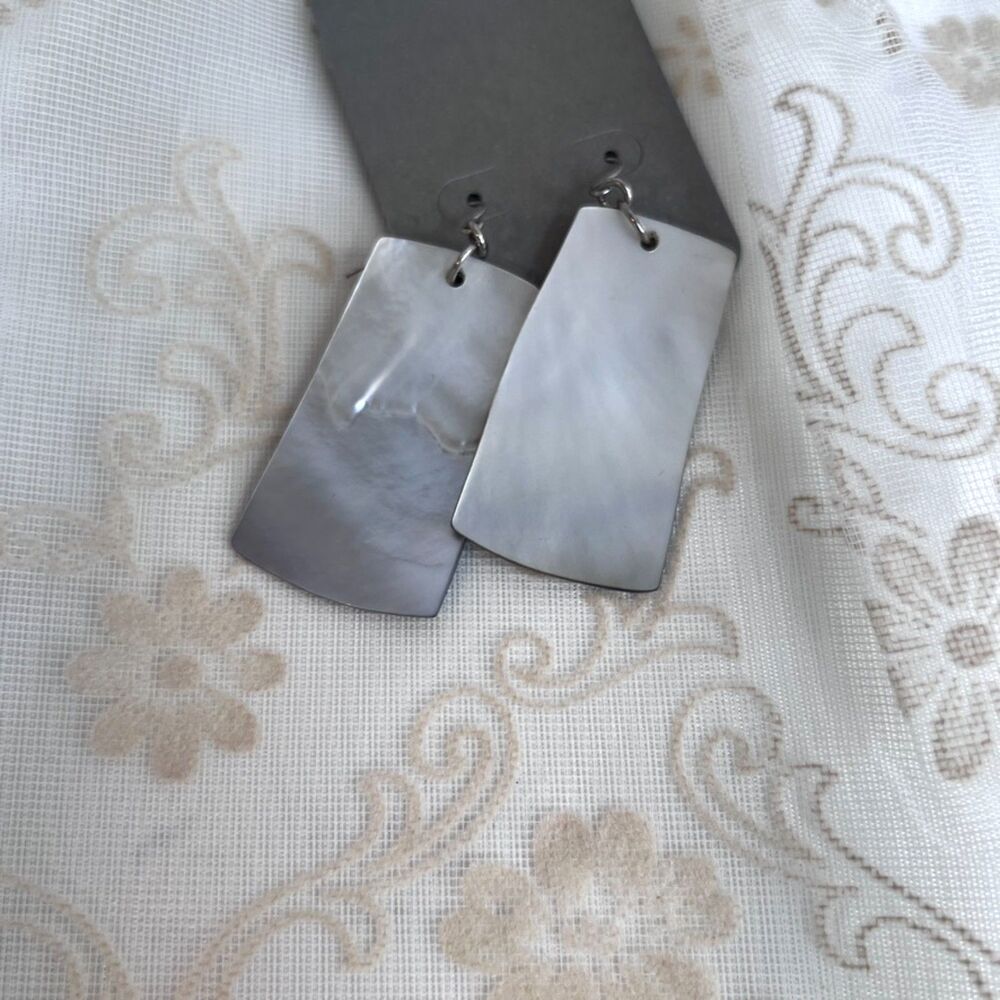 Abalone Shell Rectangular Drop Dangle Earrings Pi… - image 2